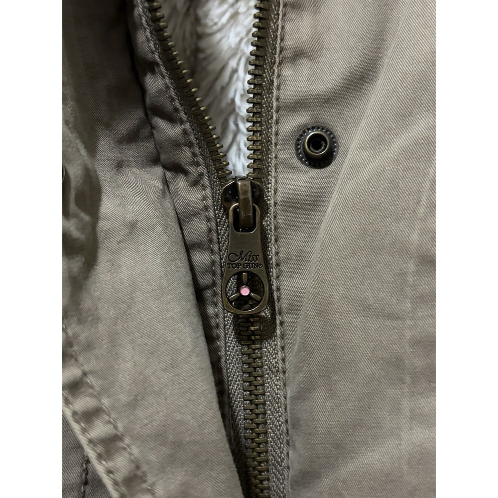 Miss Top Gun Utility Parka Jacket Green Pinup Lined Hood‎ Shearling Size XS - Picture 3 of 10